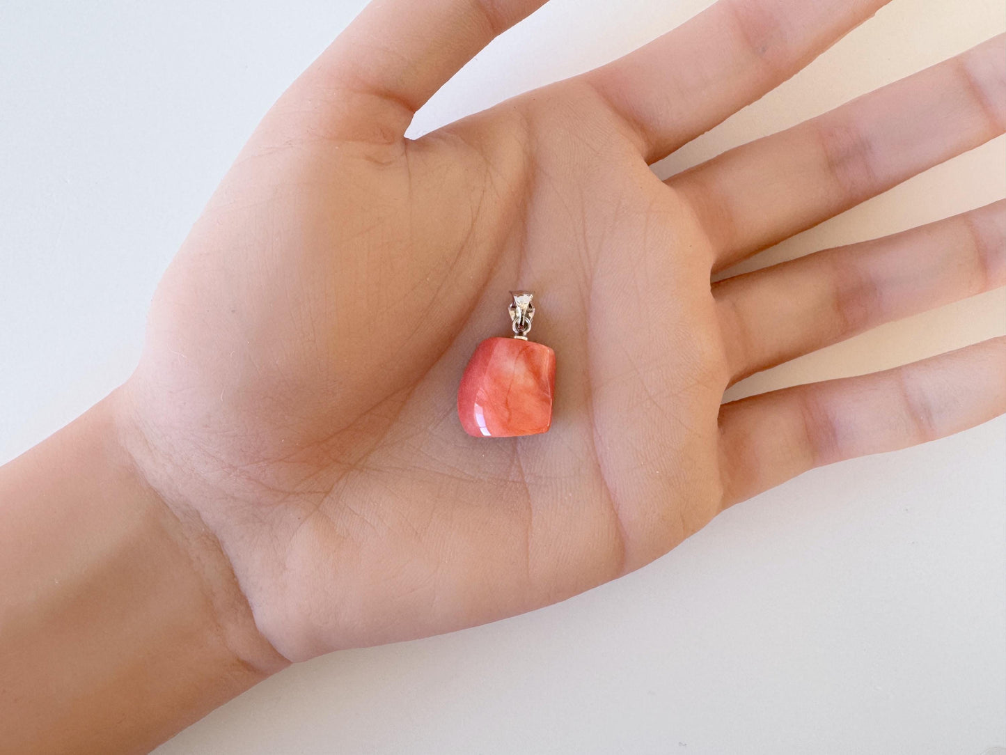 Natural Momo Coral Pendant: Japanese Orange Coral, Gold-Plated Silver Bail