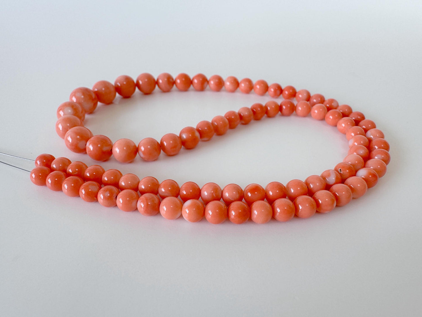 Natural Momo Coral Strand - Orange Round Coral Beads 5-8.9mm, 16 Inch Jewelry Making