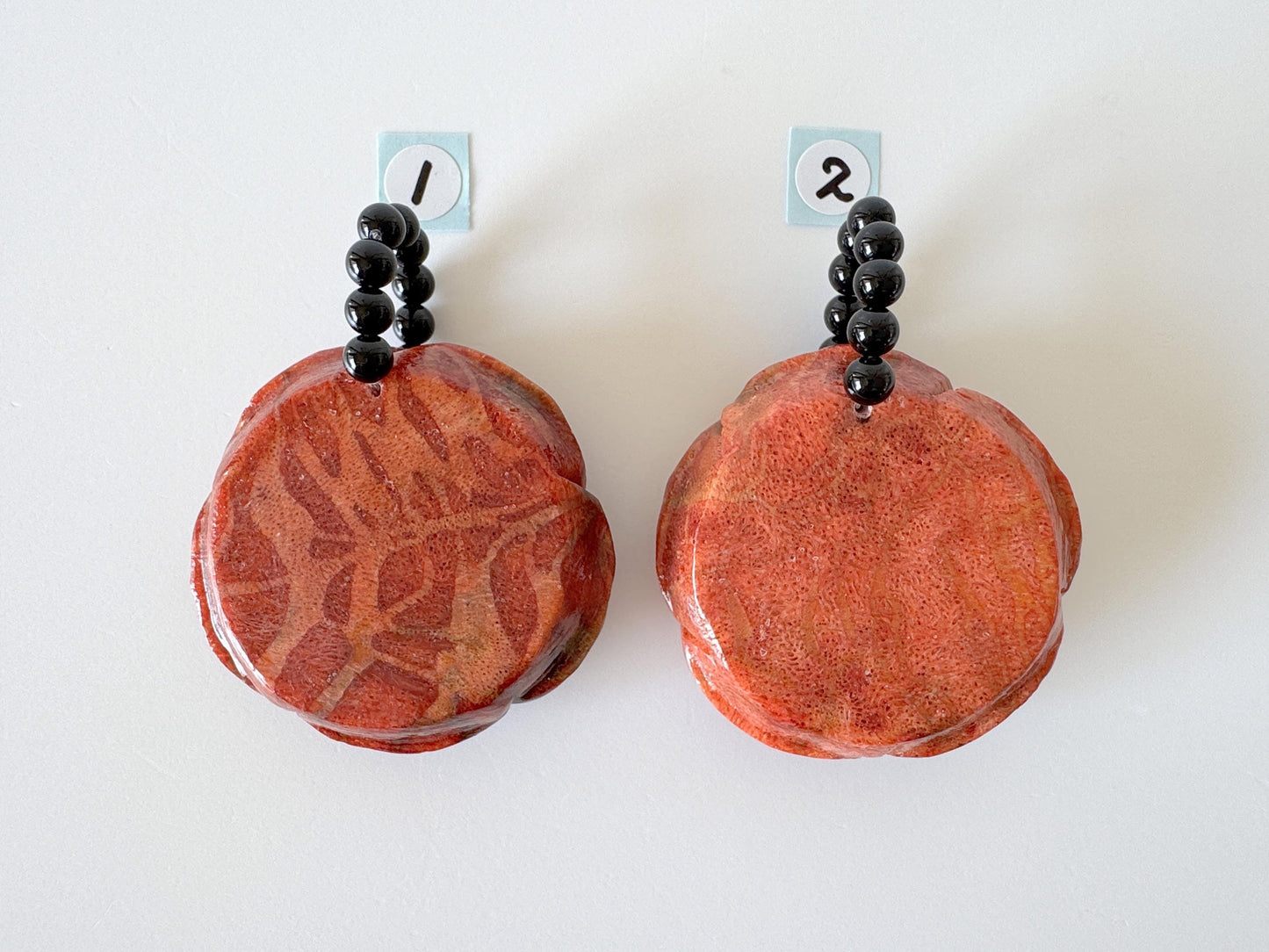 Sponge Coral Rose Pendant: 40mm Reddish-Brown Gemstone with Onyx Bail