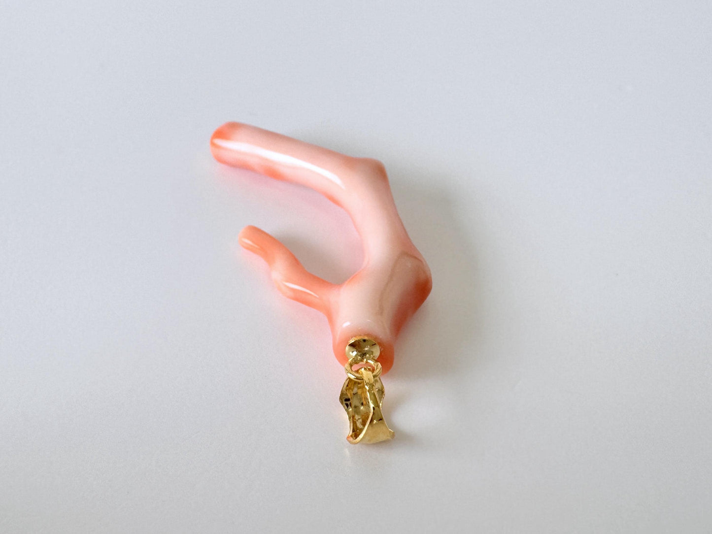 Coral Branch Pendant: Natural Deep Sea Coral, Gold-Plated Silver Bail | 40mm, Lightweight Jewelry, Unique Organic Design