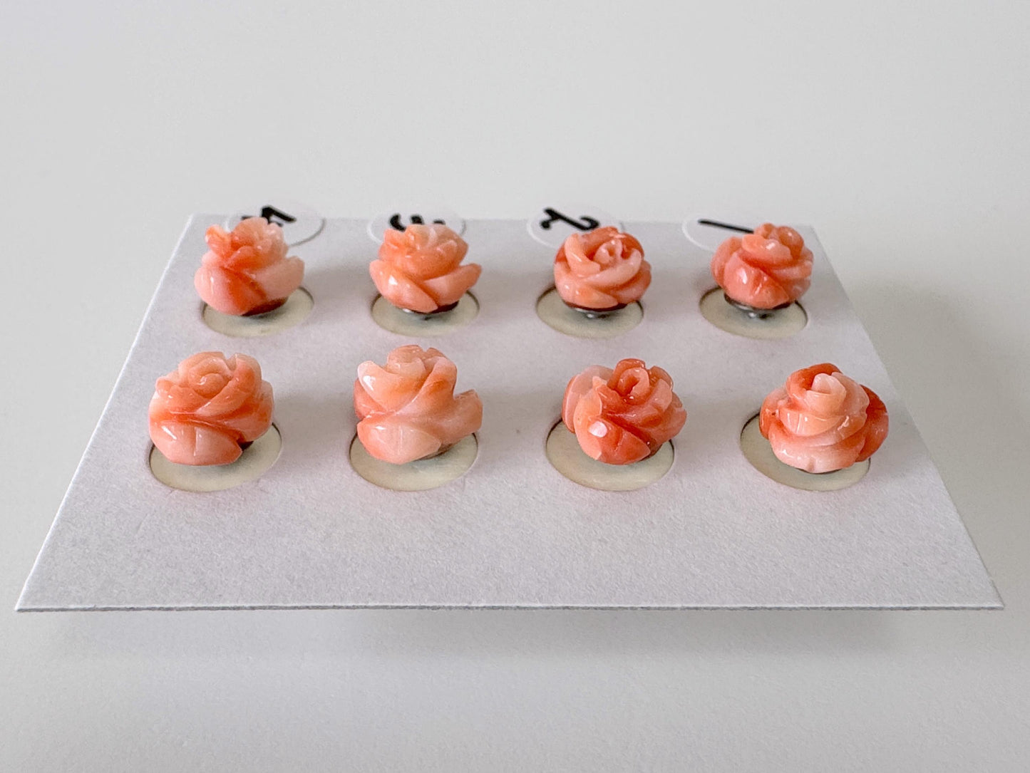 Natural Coral Rose Stud Earrings, Coral studs, Genuine Pink/Orange Color Coral, Titanium, Hand-Carved, Coral Accessory