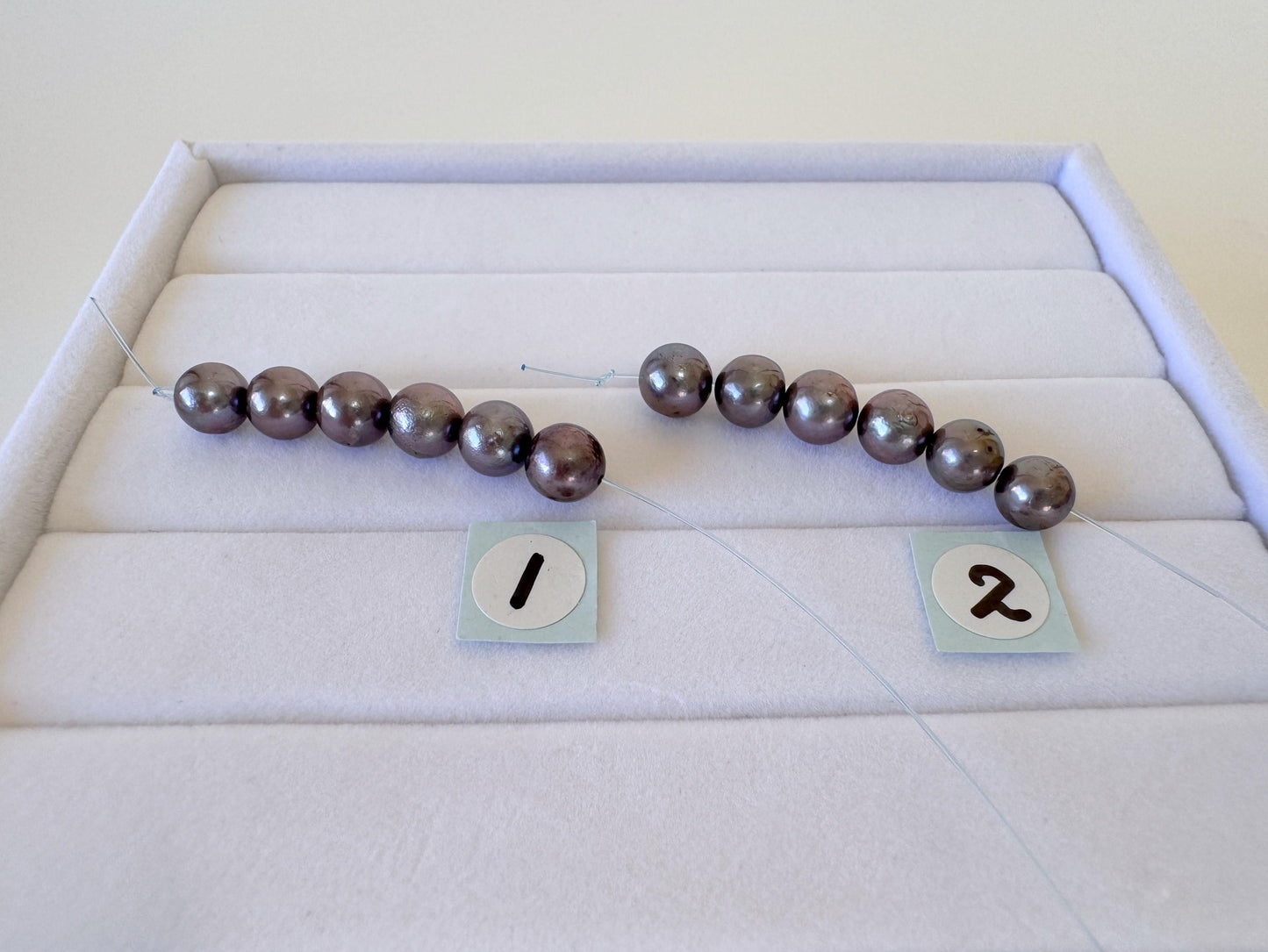 6 Pieces Short Strand of Japanese Peacock Black Akoya Pearl Beads, 5.7-5.9mm, Genuine Akoya Pearl, Cultured in Sea Water