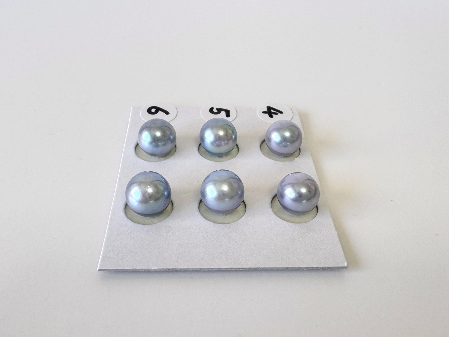 Japanese Blue/Silver (Treated) Akoya Pearl 7-7.5mm, Half-Drilled loose, Price per pair, Salt water pearl