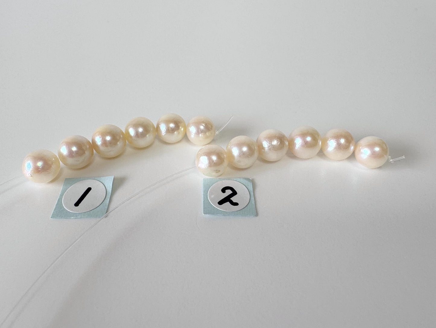 Japanese Cream White/Off-white Akoya Pearl Beads, 6.5-7mm, Mini Strand, Short Strand, 6 Pieces, Genuine Akoya Pearl, Cultured in Sea Water