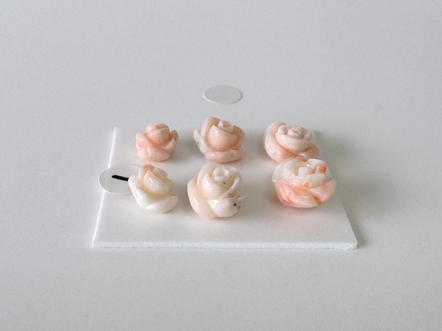 Mix set of 6 pcs of Natural Pink Deep Sea Coral Rose Carvings 7.5-10mm, Natural color, Value priced for reason of defects / Irregular shapes