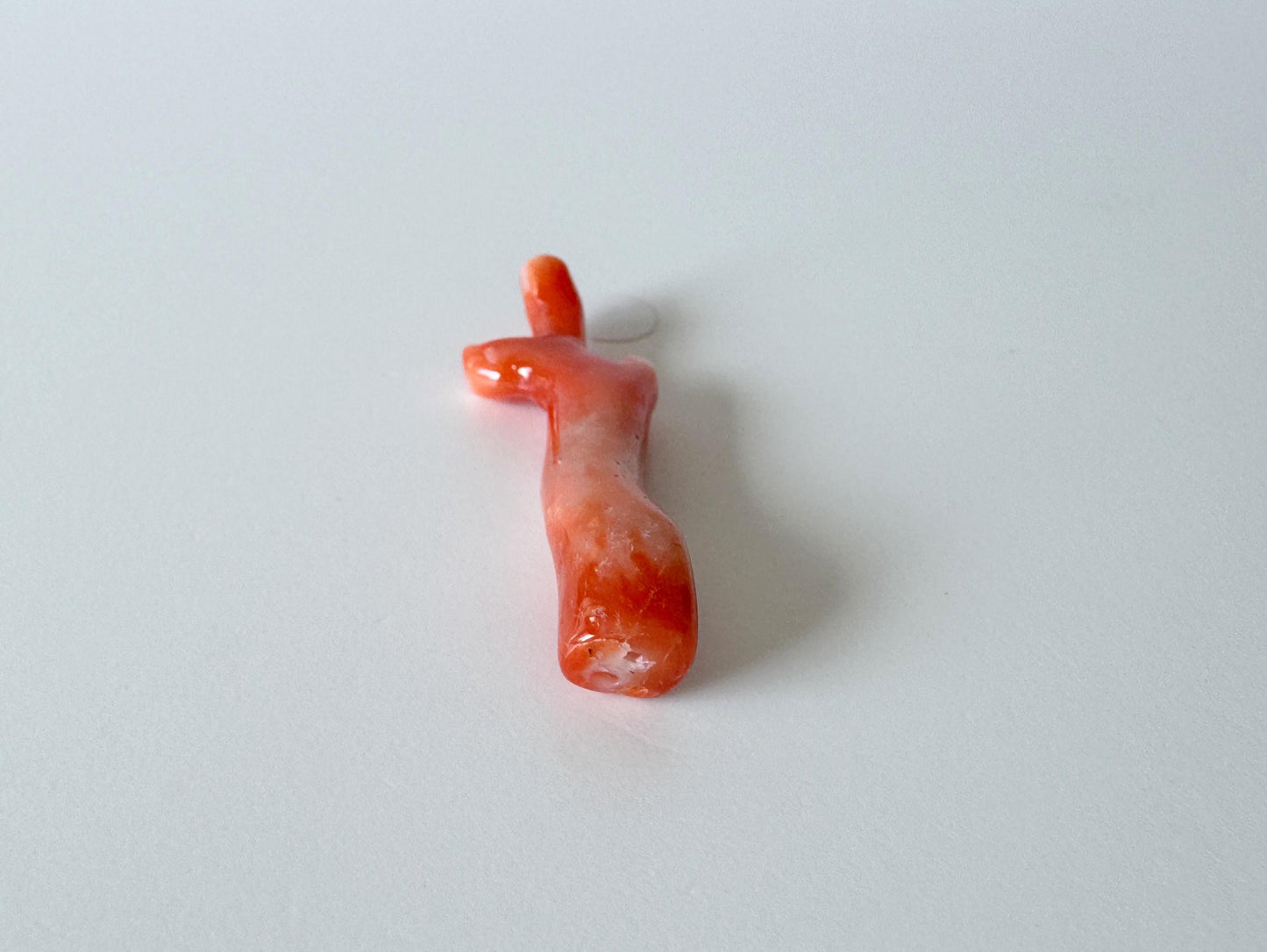 Japanese red(Aka) coral branch, 42mm, Hole on top, Natural vermilion color coral for jewelry making