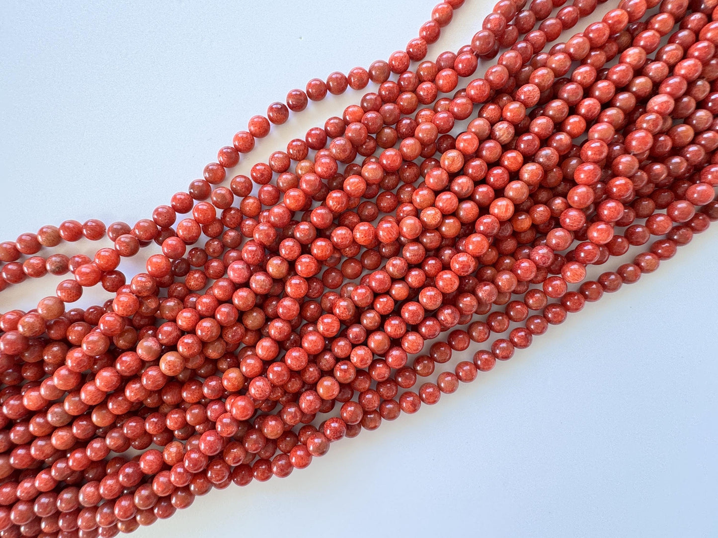 Sponge Coral Strand: 4.5-5mm Apple Coral Beads, 15.7", Red-deep red color