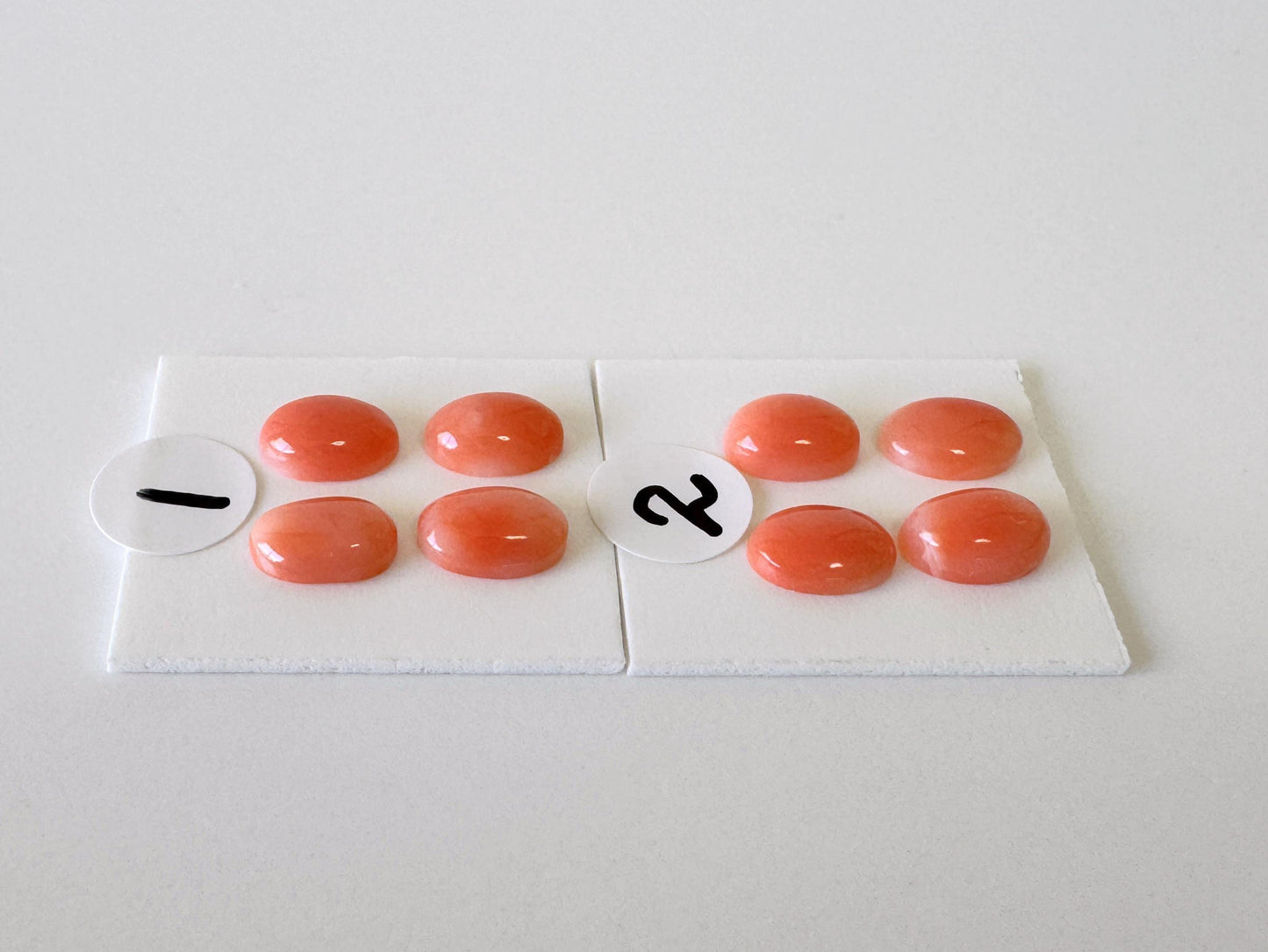Deep Sea Coral Cabochons Natural Pink Orange Ovals, 7x5mm (Set of 4, Real Coral, Jewelry Supplies)