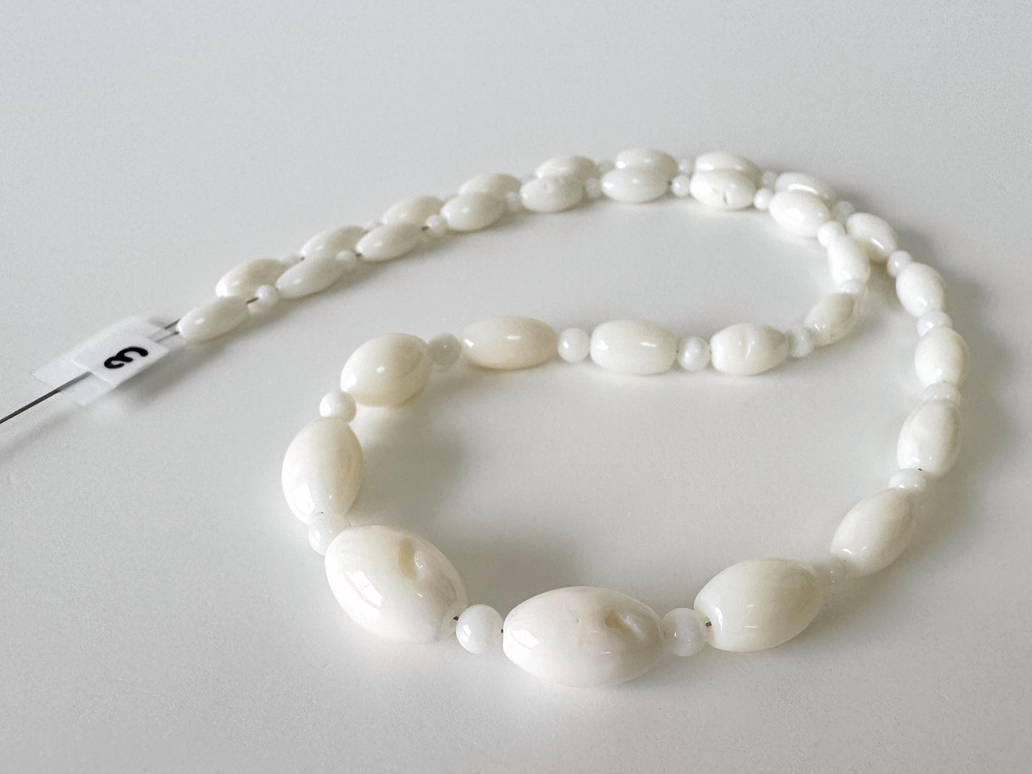 White Coral Bead Strand: Bi-cone & Round Gradation, Jewelry Making (16"-17")