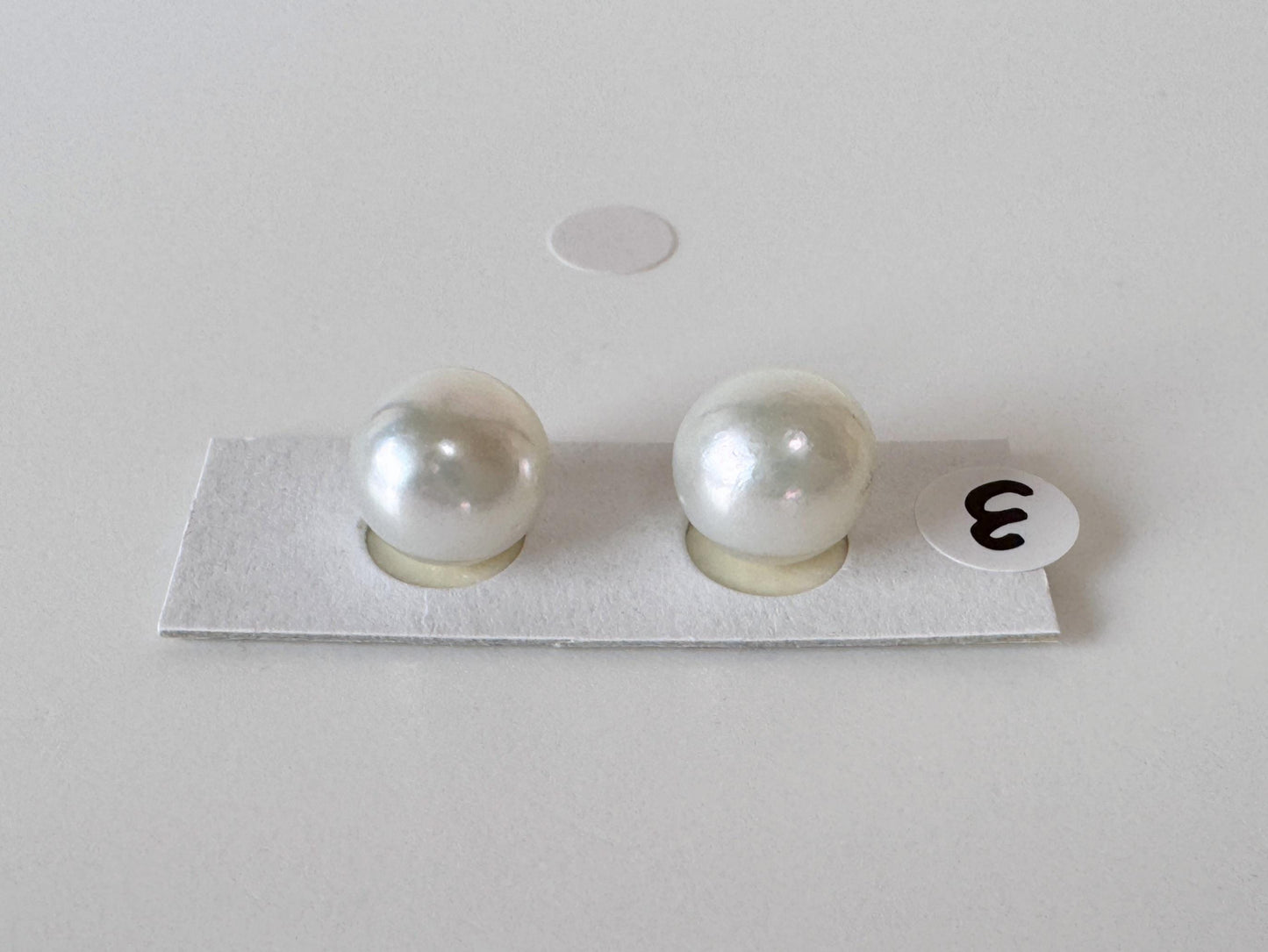 9.5mm Japanese Akoya Pearl Pair: Natural Light Blue Color, Half-Drilled