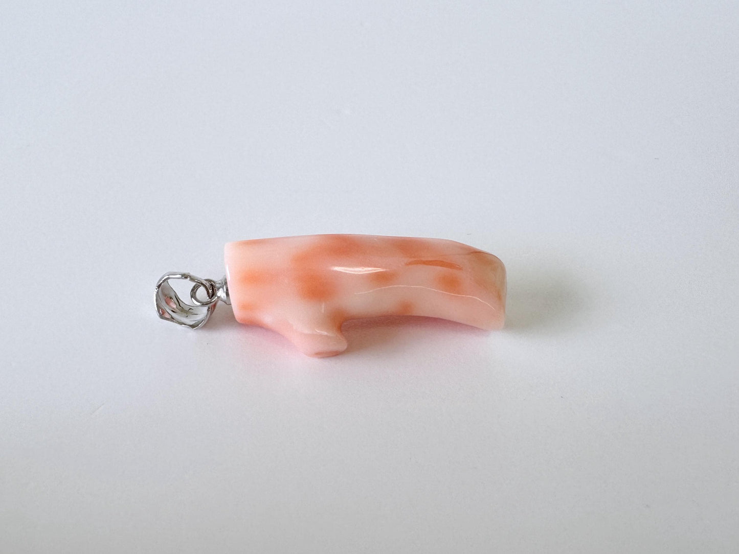 Coral Branch Pendant Natural, Pink Orange  Deep Sea Coral (27mm Length, Rhodium-Plated Silver Bail, Real Organic Jewelry)