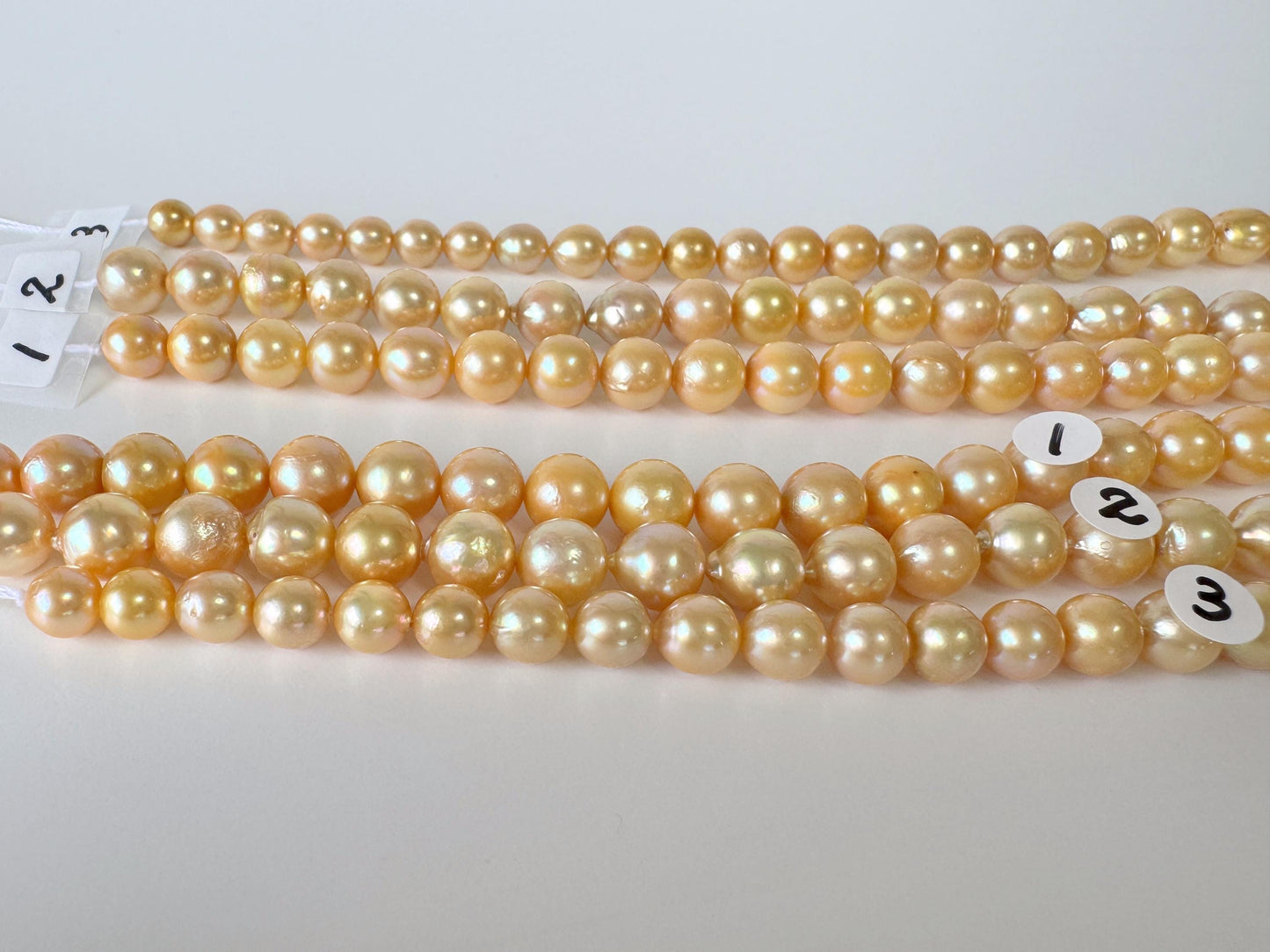 Japanese Akoya Golden Pearl Beads: Approx. 6-9mm Semi-Baroque, Color Treated | Full Strand 42cm, Saltwater Cultured Pearls