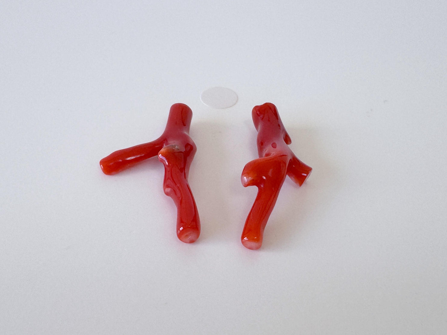 Red Coral Branch Set: Natural Aka Coral for Jewelry Making (31-32mm), Hole on Top