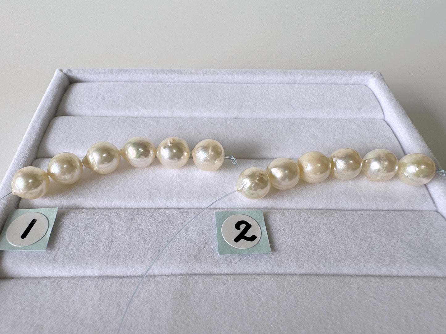 Japanese Akoya Pearl Beads: Cream White Semi-Round/Semi-baroque, 7-7.5mm, Short Strand | Cultured Saltwater, Genuine Gems, 6 Pieces