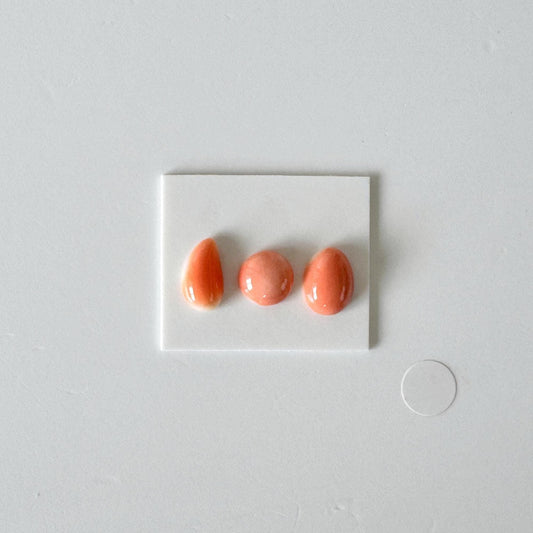 Natural Momo Coral Natural Small Unique Shape Loose Set of 3 Pcs, Japanese Natural Orange Color Coral, Back Hole, Flat Back