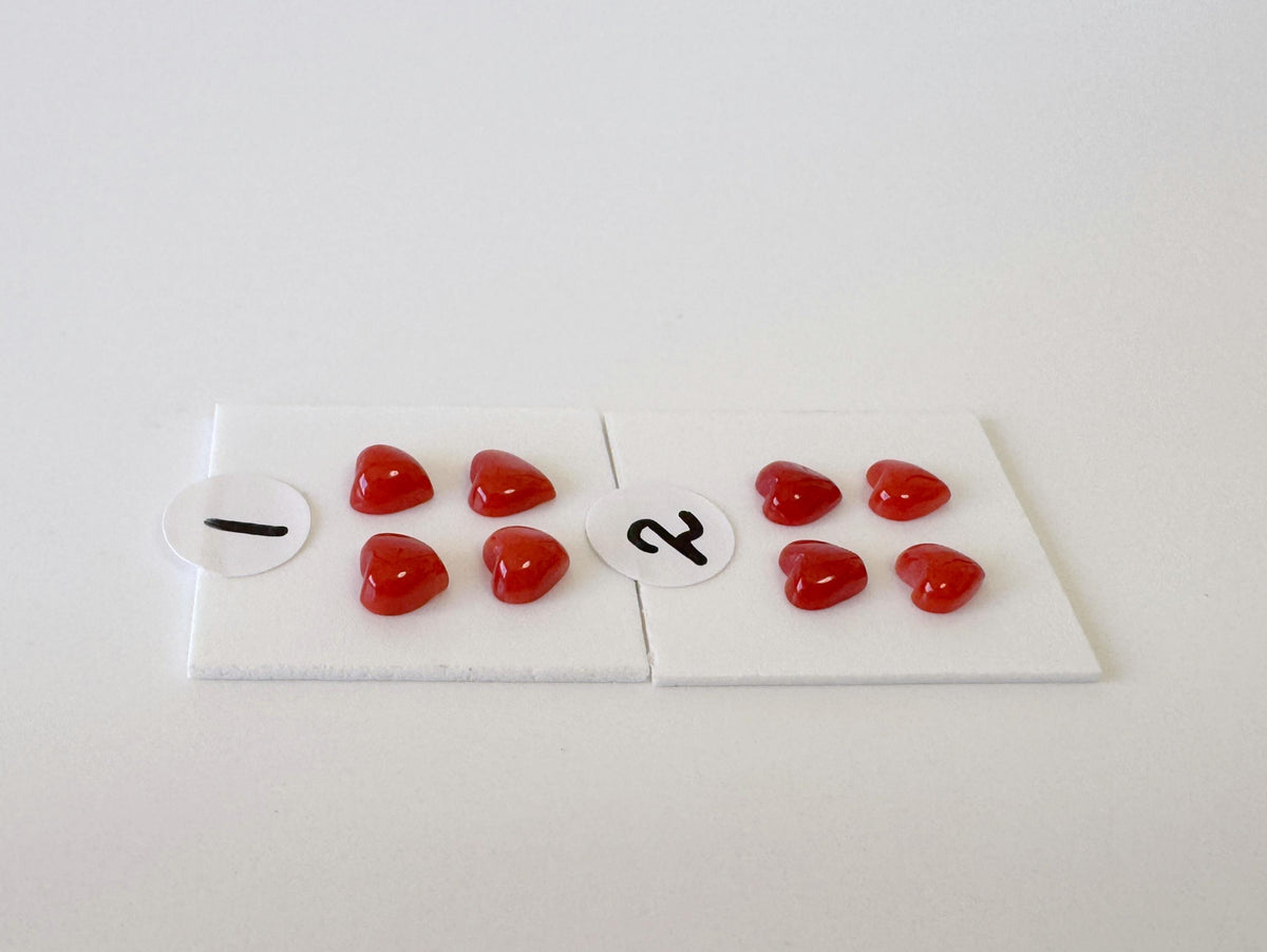 Natural Japanese red(Aka) coral tiny heart shape cabochon with half-drilled hole at back, Natural Color, Price per set of 4 pcs