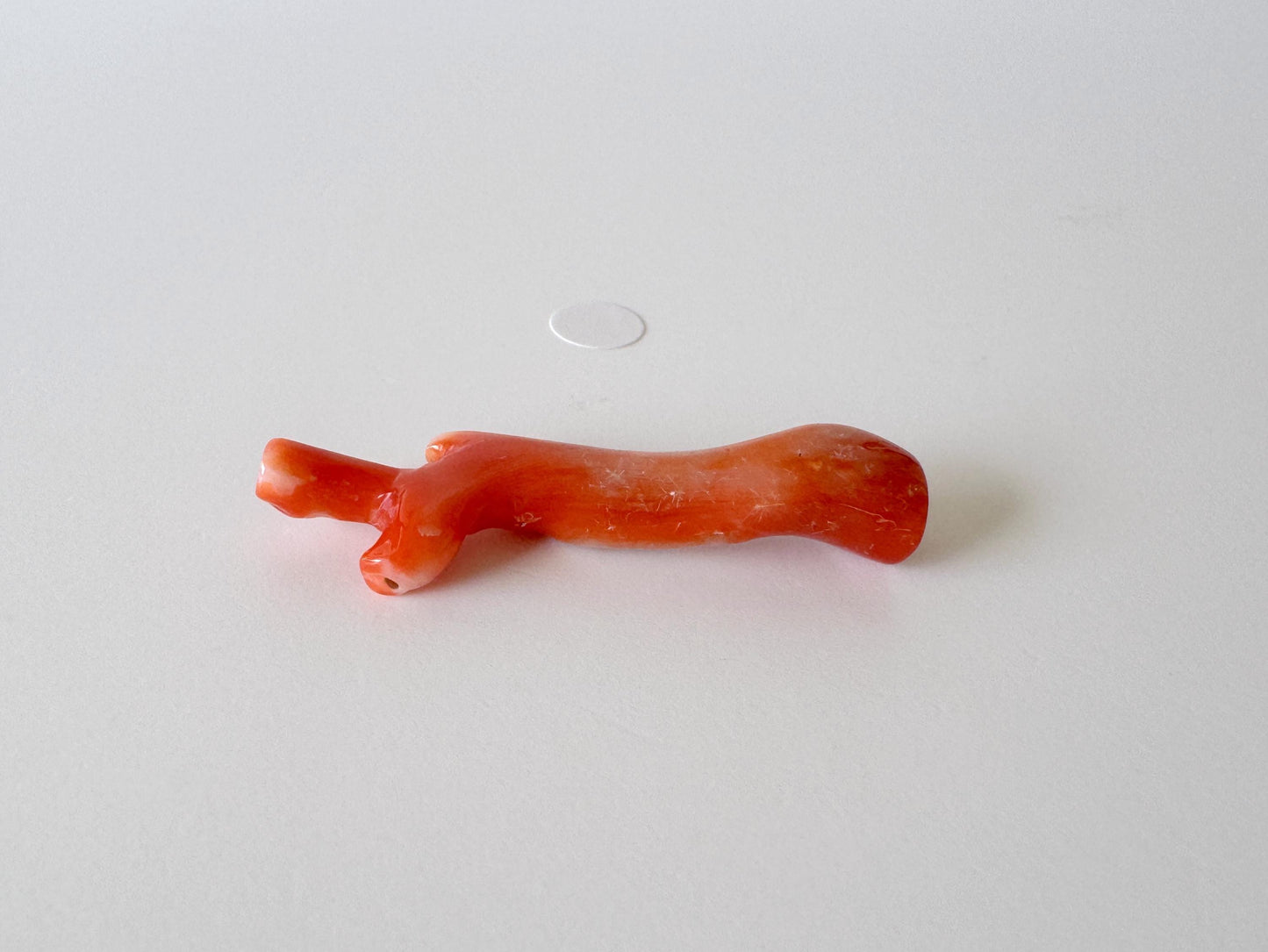 Japanese red(Aka) coral branch, 42mm, Hole on top, Natural vermilion color coral for jewelry making