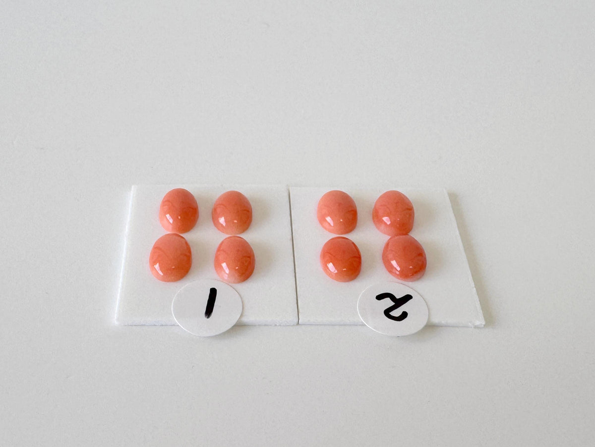 Deep Sea Coral Cabochons Natural Pink Orange Ovals, 7x5mm (Set of 4, Real Coral, Jewelry Supplies)
