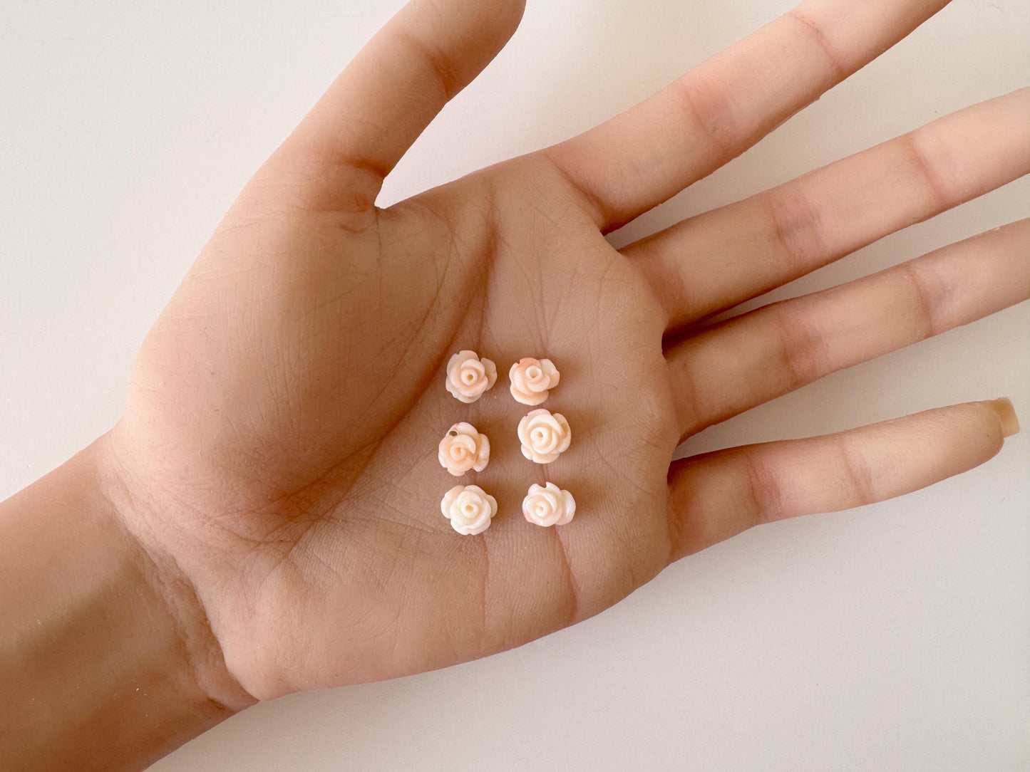 Pink Coral Rose Carvings Set: Deep Sea Jewelry Making (6pcs, 6.2-8.3mm), Value priced for reason