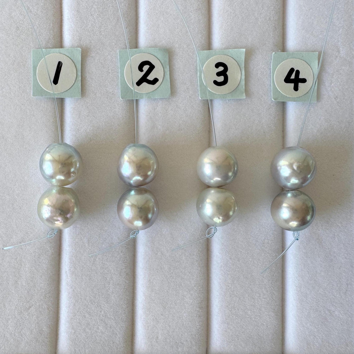 Japanese Akoya Pearl Beads Natural Blue Silver, Cultured Saltwater Pearls (8-8.5mm, Genuine, Mini Strand, 2 Pieces)
