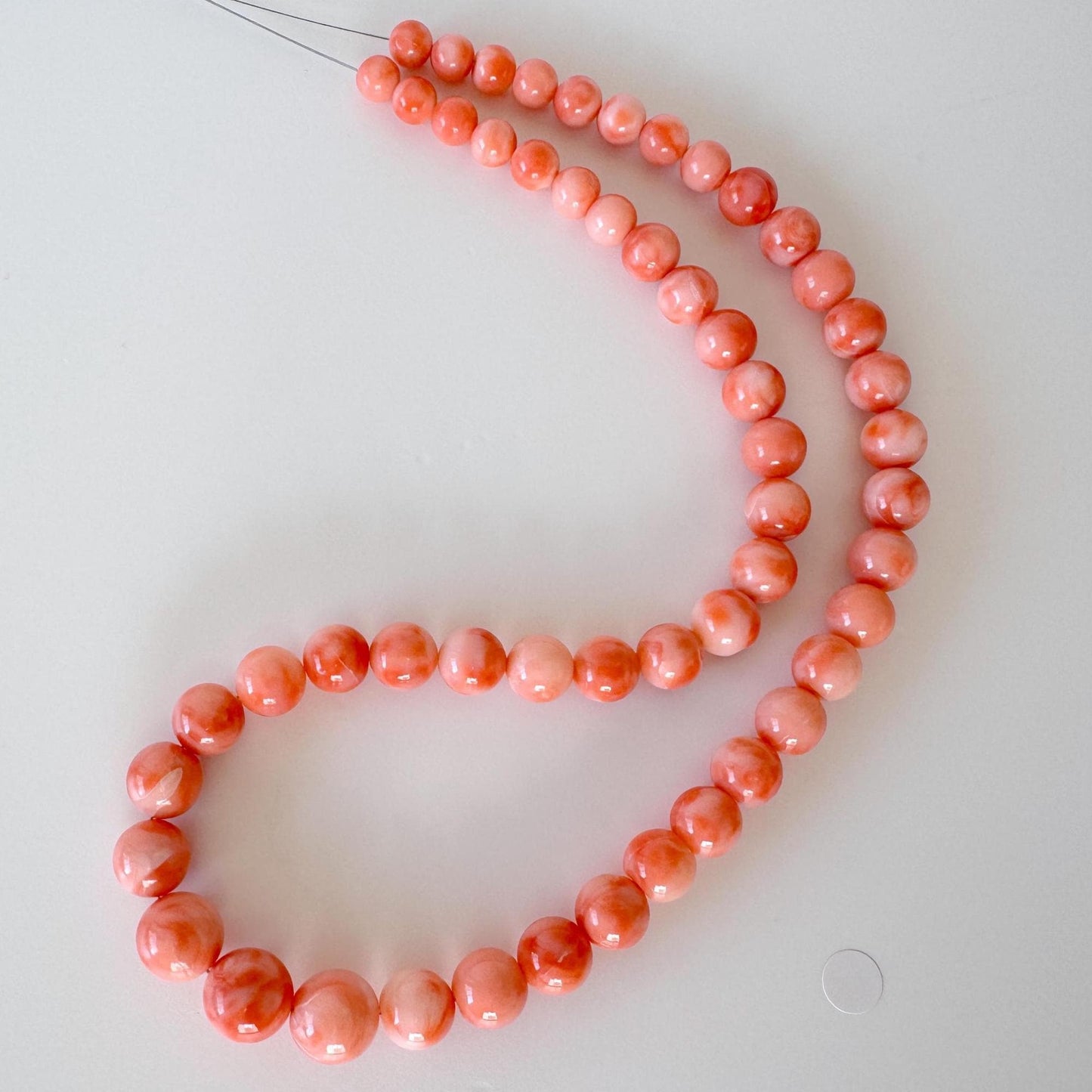 Natural Coral Strand: Deep Sea Coral Orange Pink Round Beads - Genuine Gemstone, 6.7-11.2mm, 45cm Jewelry Supply
