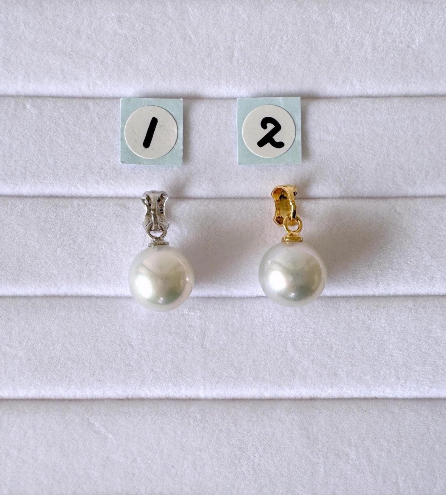 Japanese Natural Light Blue Color Akoya Pearl Pendant, 9.5mm, Silver 925 Bail, Genuine Akoya Pearl, Salt water cultured pearl