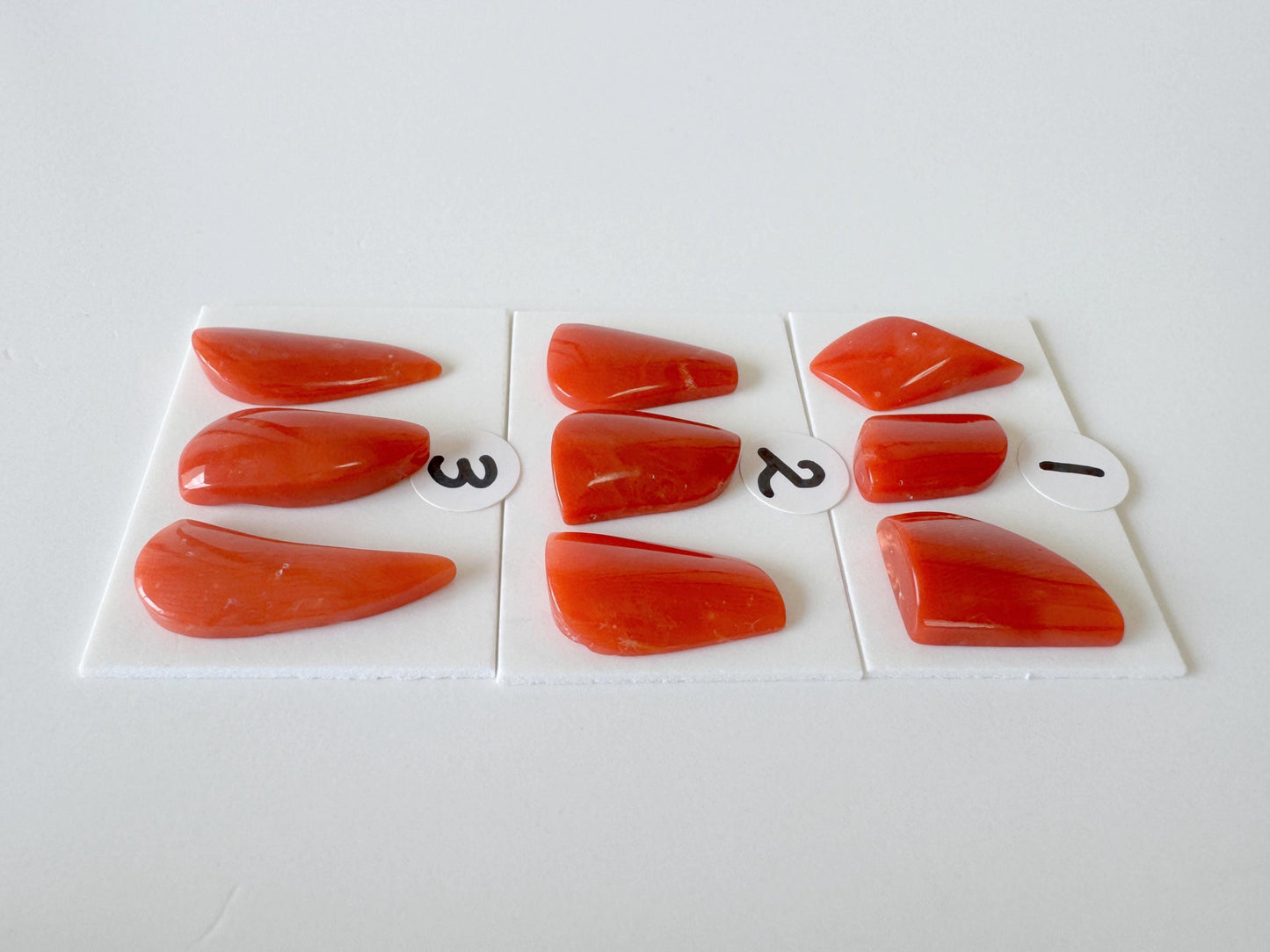 Red Coral Loose Gemstones Natural Set, Mediterranean Red Coral Pieces (3pcs, Undrilled, Organic Shapes for Jewelry)