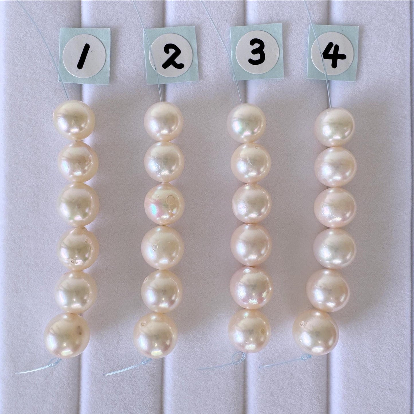 Japanese White/Pink Akoya Pearl Beads, 7-7.5mm, Mini Strand, Short Strand, 6 Pieces, Genuine Akoya Pearl, Cultured in Sea Water