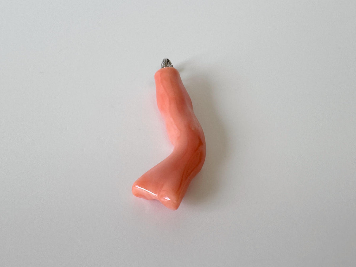 Coral Branch Pendant Natural Deep Sea Coral: Orange Pink Coral Jewelry Accent, Silver Bail (40mm Length)