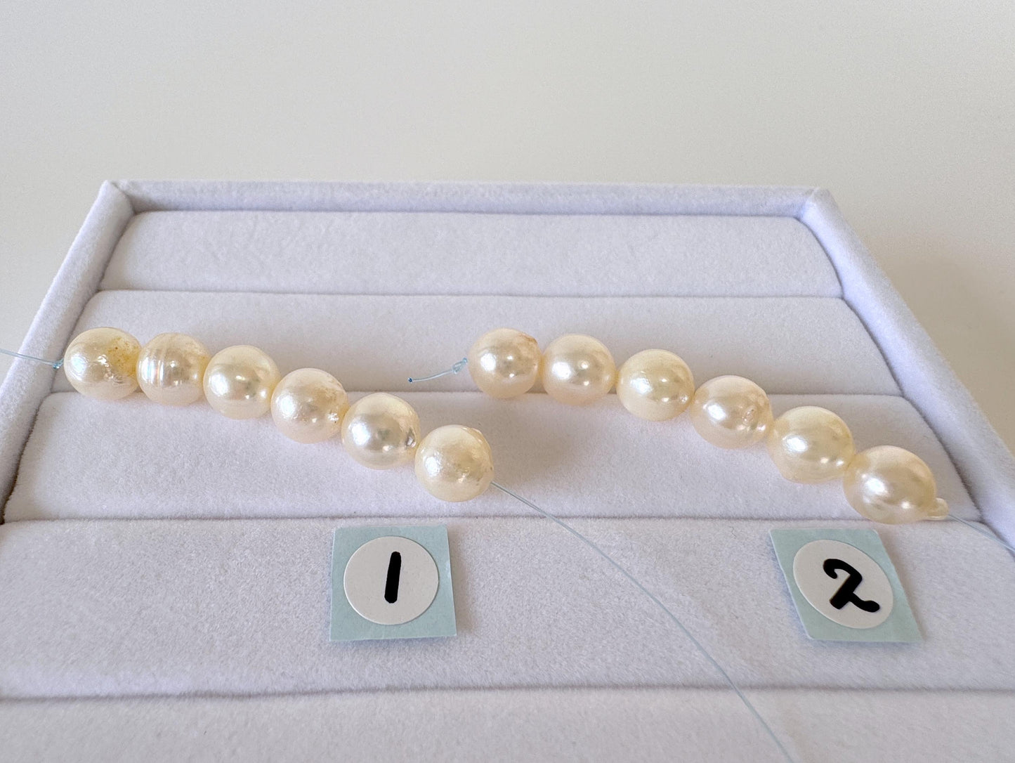 Japanese Akoya Pearl Beads: Cream White Semi-Round, 7-7.5mm, Short Strand | Cultured Saltwater, 6 Pieces