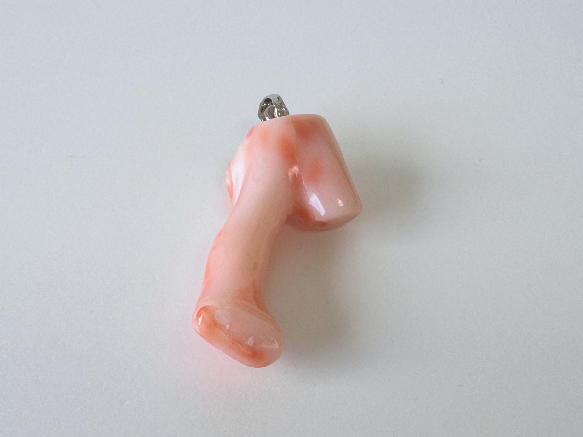 Coral Branch Pendant Natural Deep Sea Coral: Pink Orange Coral Jewelry Accent, Silver Bail (34mm Length)