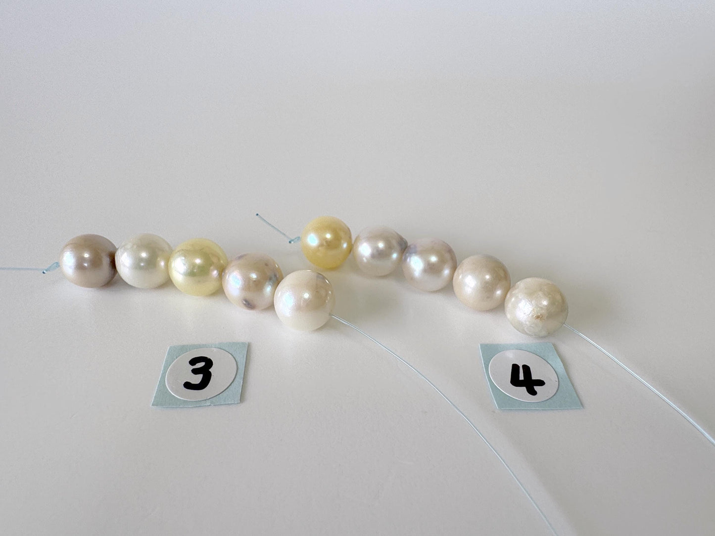 Japanese Natural blue/silver/yellow/white Akoya Pearl Beads, 7.5-8mm, Mini Strand, Short Strand of 5 Pieces, Cultured in Sea Water