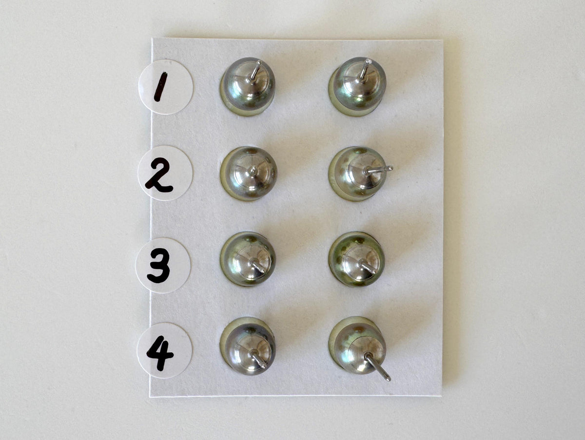 Japanese Peacock Black Akoya Pearl (Color Treated) Stud Earrings (7-7.5mm, Titanium Posts, Saltwater Cultured)