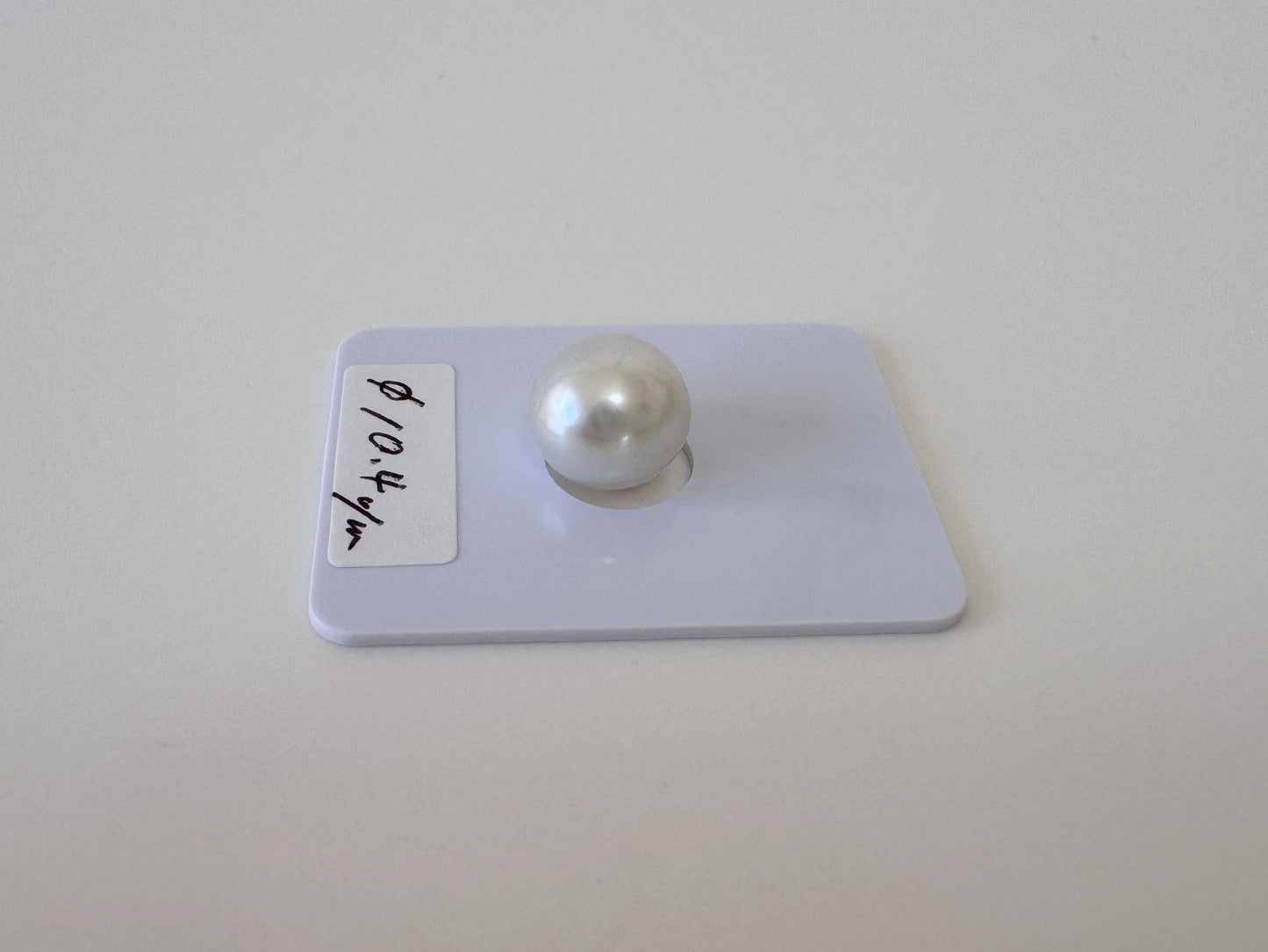 South Sea Pearl Loose: White Silver Semi-Round - 10.4 x 10.2mm, Half-Drilled, Salt Water Cultured Bead