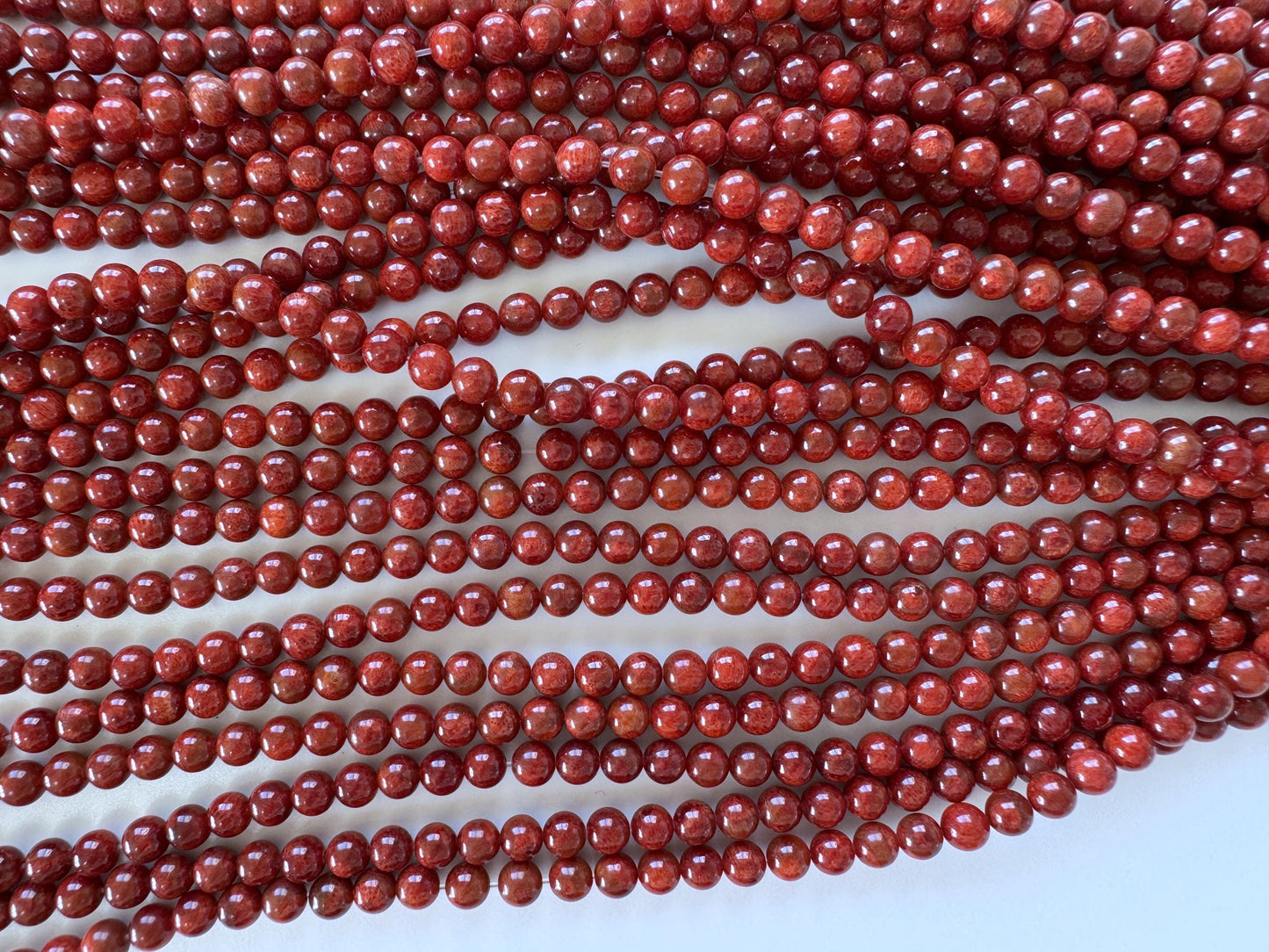Sponge Coral Strand: 4.5-5mm Apple Coral Beads, 15.7", Special deep red color