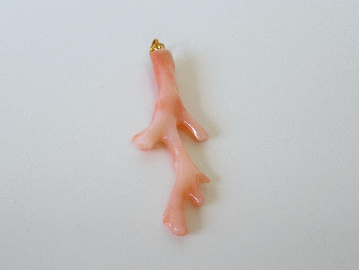 Coral Branch Pendant: Natural Pink Deep Sea Coral, Gold-Plated Silver Bail | 52mm, Jewelry, Unique Organic Design