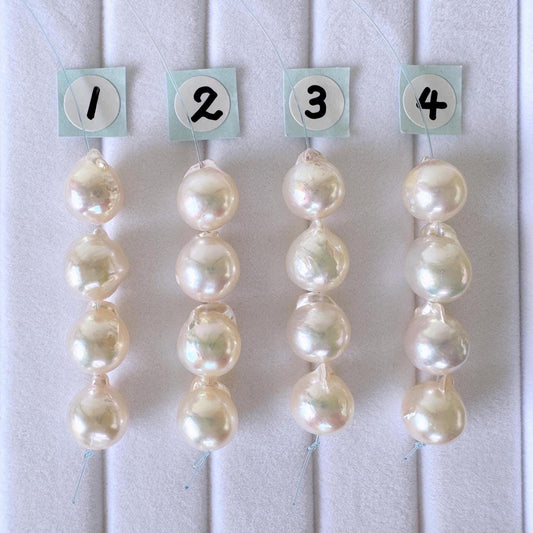 Akoya Pearl Beads - Japanese Cultured Baroque Pearls, 8.5-9mm Mini Strand of 4 Pieces - Saltwater Origin, Jewelry Making Supplies