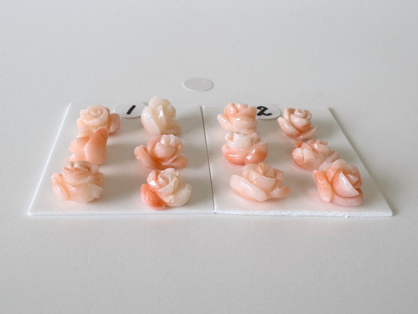 Mix set of 6 pcs of Natural Pink Deep Sea Coral Rose Carvings 8-9mm, Natural color, Value priced for reason of defects / Irregular shapes