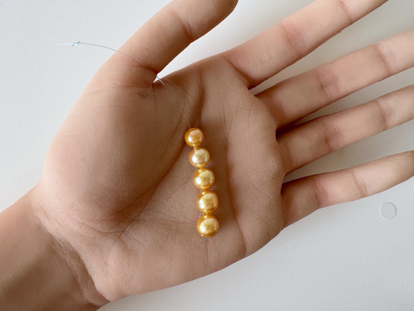 Japanese Golden Akoya Pearl Beads: Semi-Baroque 7.1-8.6mm - Color Treated, Saltwater Cultured, Mini Strand Jewelry Supplies, 5 Pieces