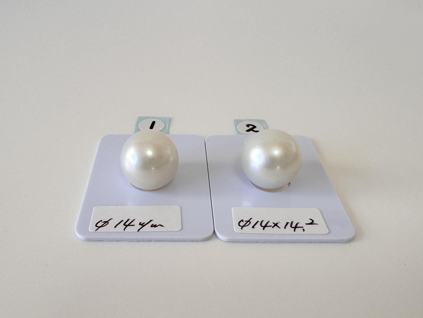 South Sea Pearl Cultured 14mm - Natural White Half Drilled Near Round Loose Gemstone