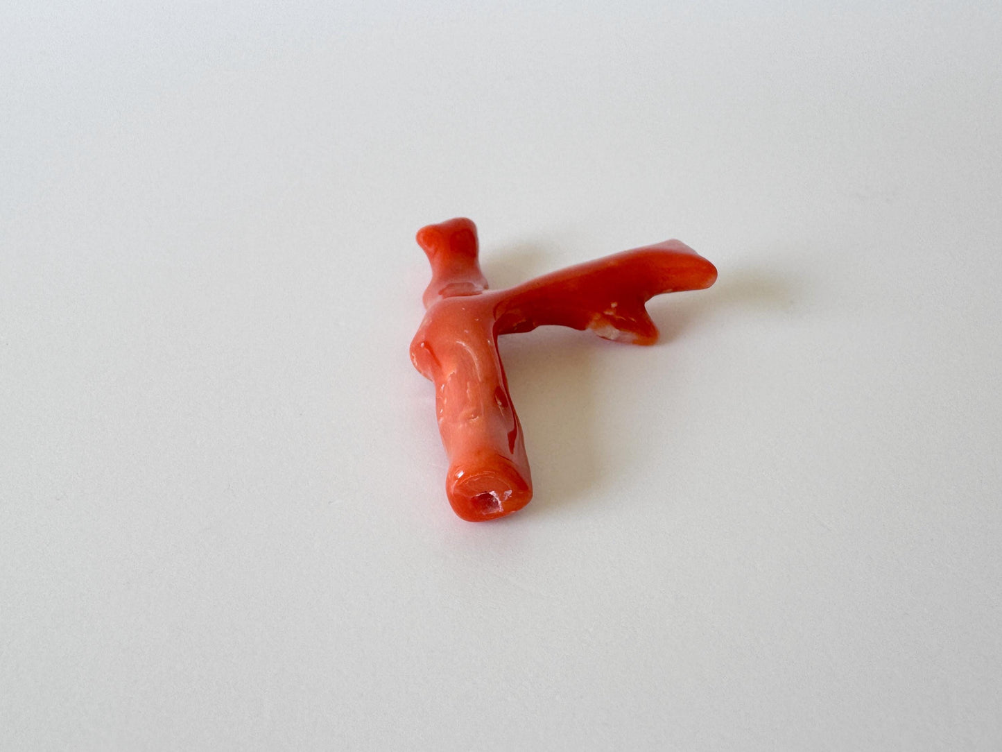 Japanese red(Aka) coral branch, 45mm, Hole on top, Natural red color coral for jewelry making