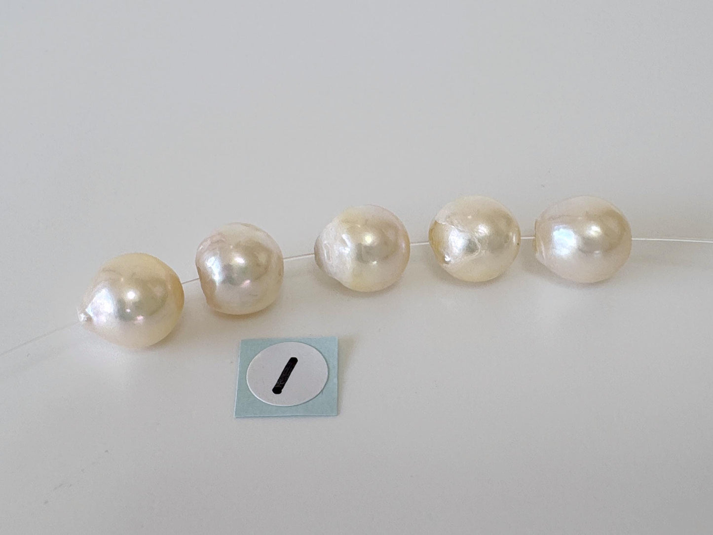 Japanese Cream White Akoya Pearl Beads, 9.5-9.9mm, Mini Strand, Short Strand, 5 Pieces, Genuine Akoya Pearl, Cultured in Sea Water