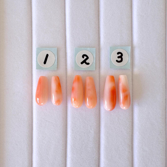 Natural Deep Sea Coral Drop Loose, Pink Orange, Jewelry Making, Per Pair, Hole on Top