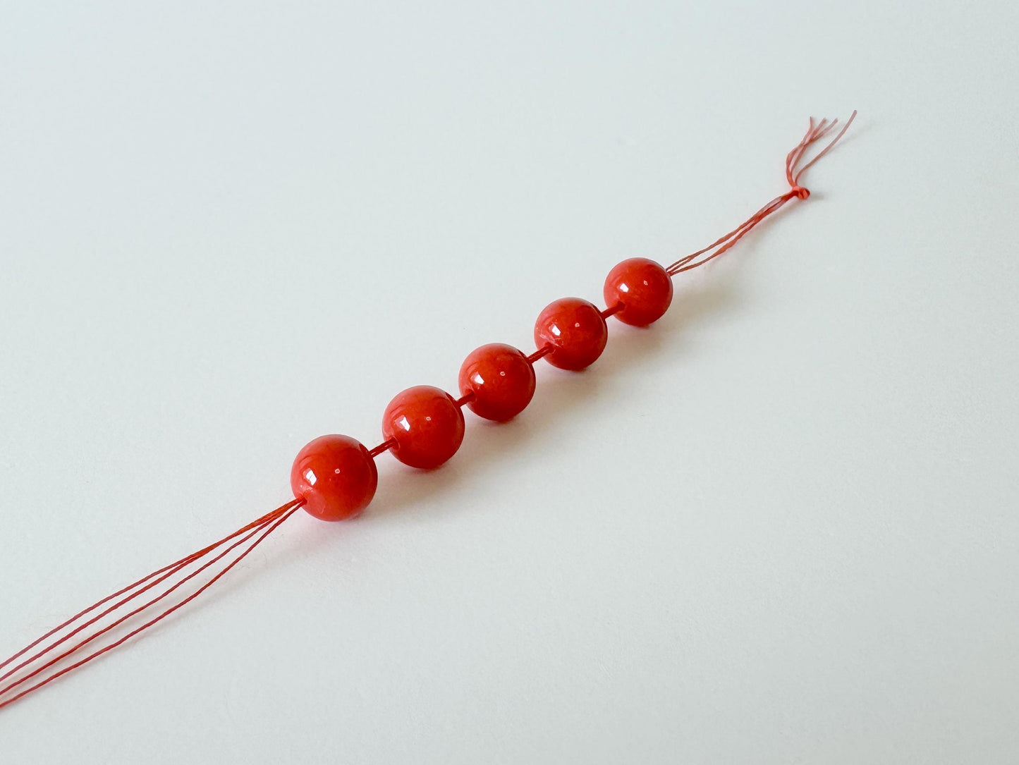 Natural Coral Loose, Mediterranean Red Round Beads | Genuine Beading Parts | 5.8-5.9Mm | 5 Pc