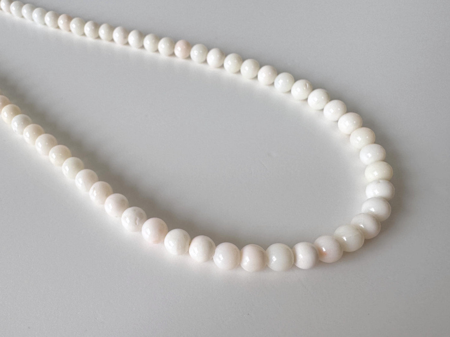 Natural Coral Strand Round Beads: White Coral, 5-6mm, 42cm Length | Genuine, Craft Supplies, Jewelry Making