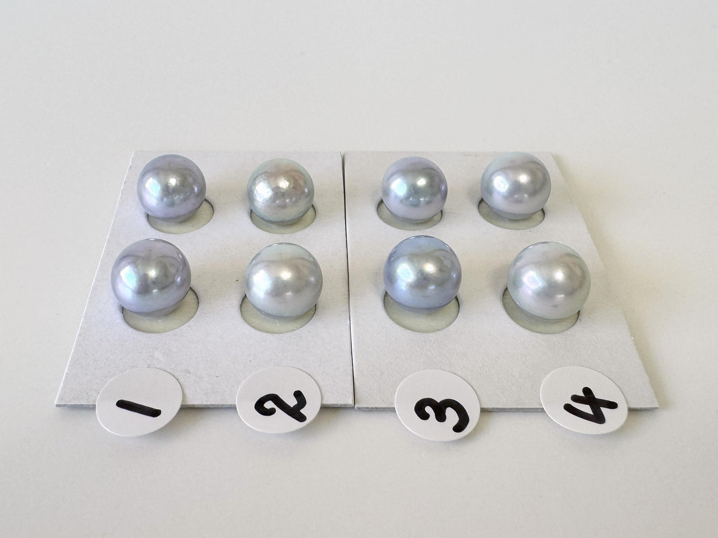 Japanese Blue/Silver (Treated) Akoya Pearl 8-8.5mm, Half-Drilled loose, Price per pair, Salt water pearl