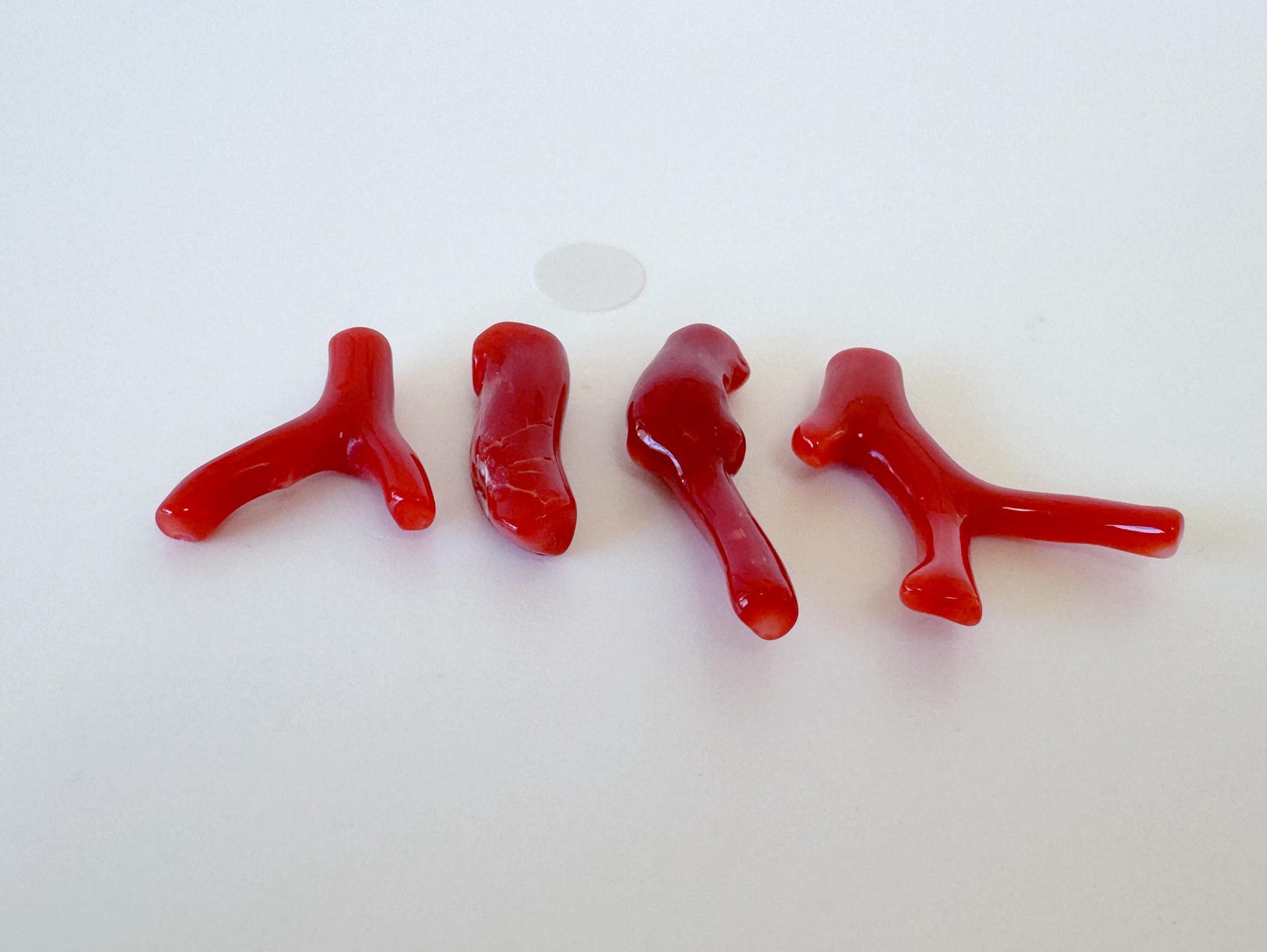 Red Coral Branch Set: Natural Aka Coral for Jewelry Making (16-24mm), Hole on Top (4 Pcs)