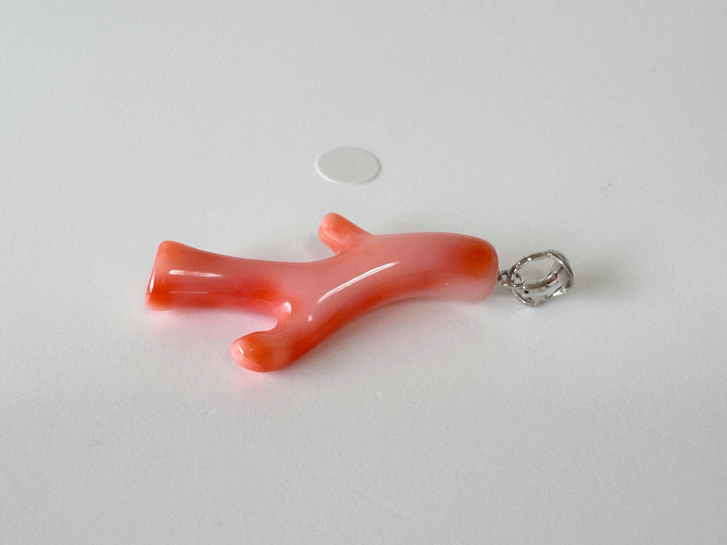 Natural Deep Sea Coral Branch Pendant: Rhodium-Plated Silver Bail, 35mm