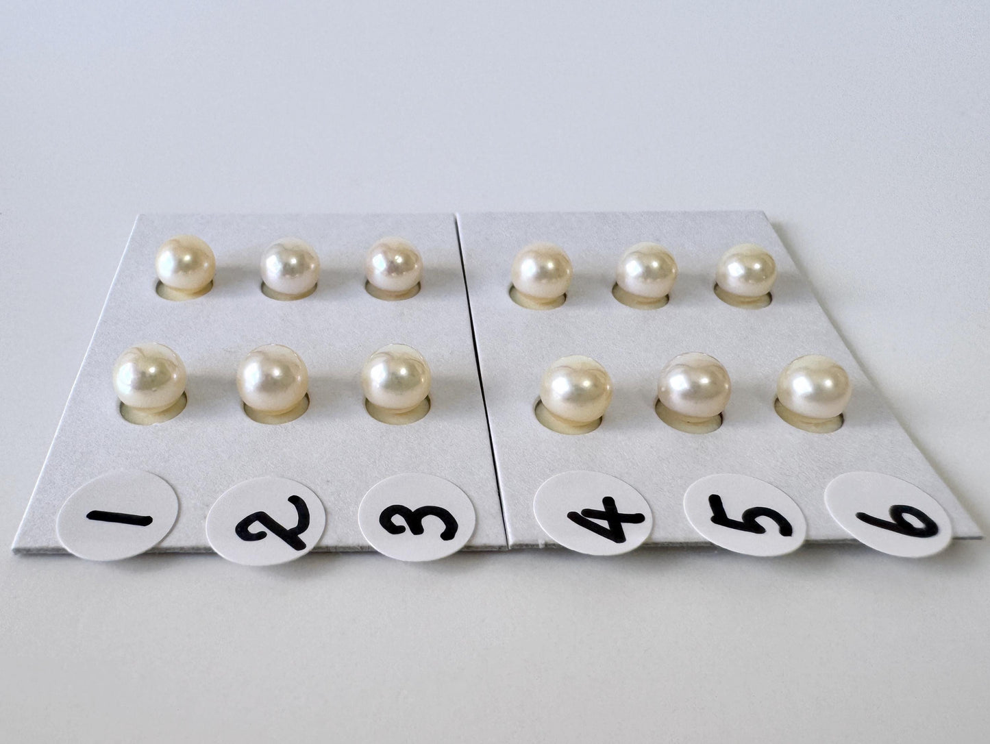 Akoya Pearl Pair: 5-5.5mm Half-Drilled Round, White Cultured Pearls | Salt Water, Genuine, Craft Beads | Jewelry Making Supplies