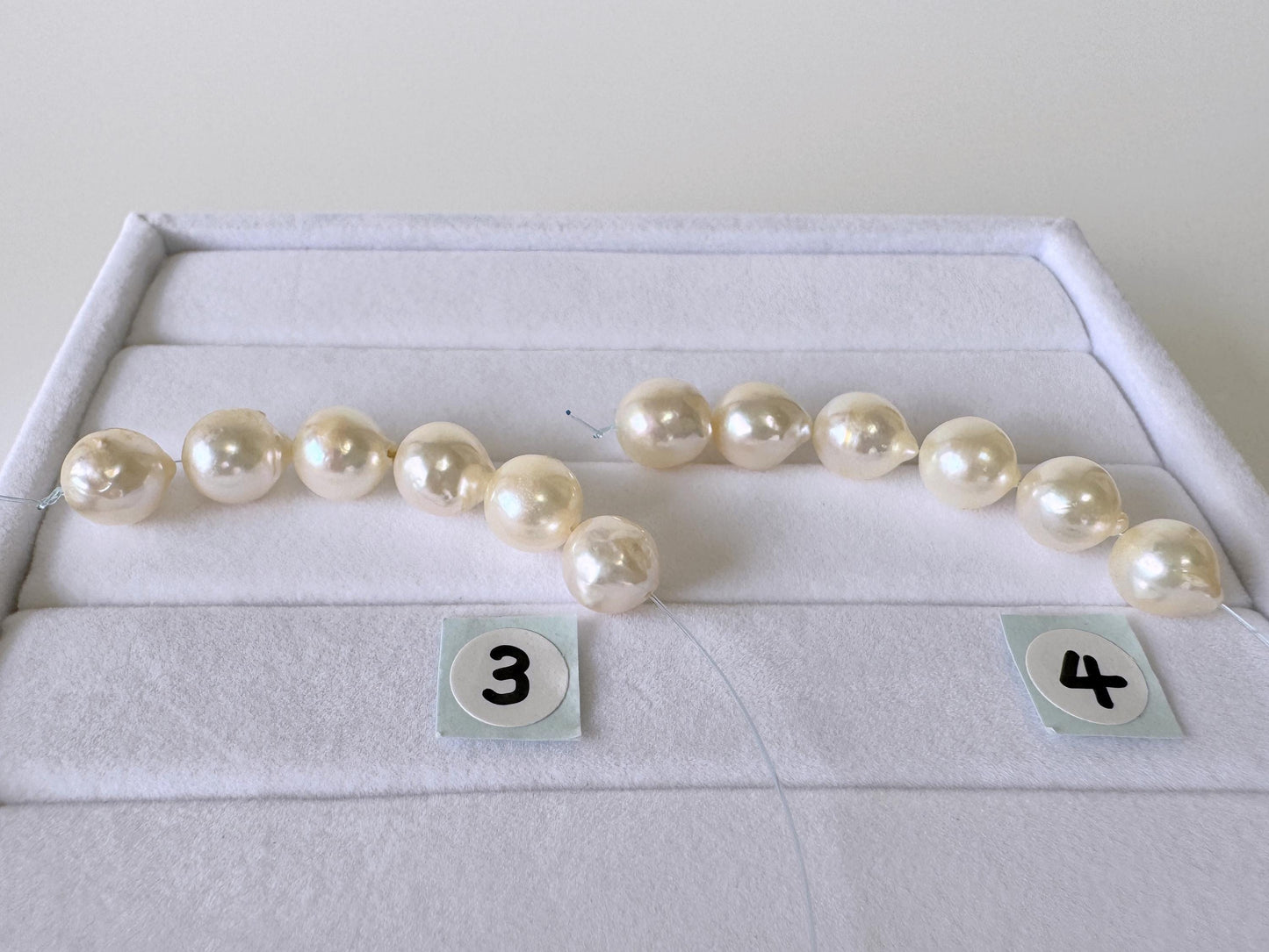 Japanese Akoya Pearl Beads: Cream White Semi-Round/Semi-baroque, 7-7.5mm, Short Strand | Cultured Saltwater, Genuine Gems, 6 Pieces